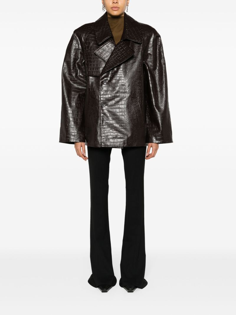 Brown Jackie Crocodile-embossed Jacket