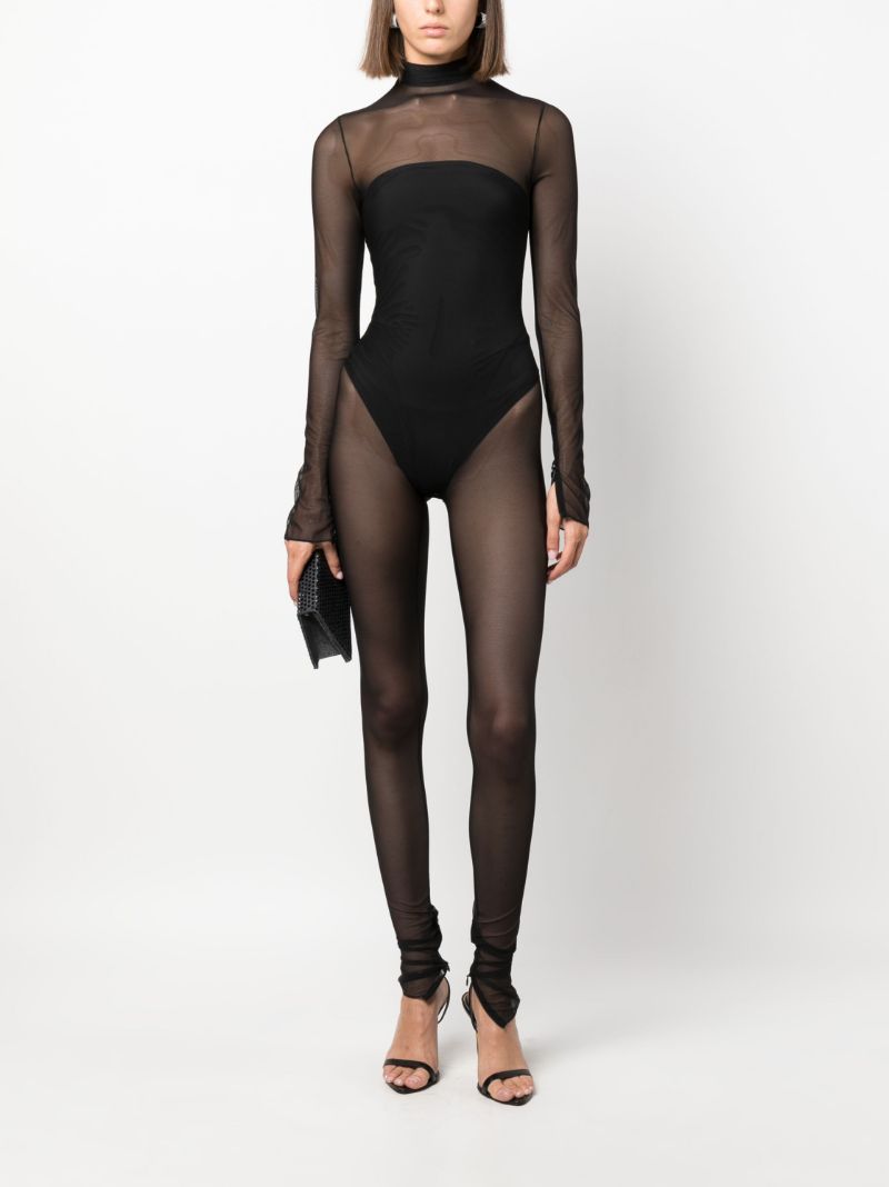 Black Semi-sheer Zip-up Jumpsuit