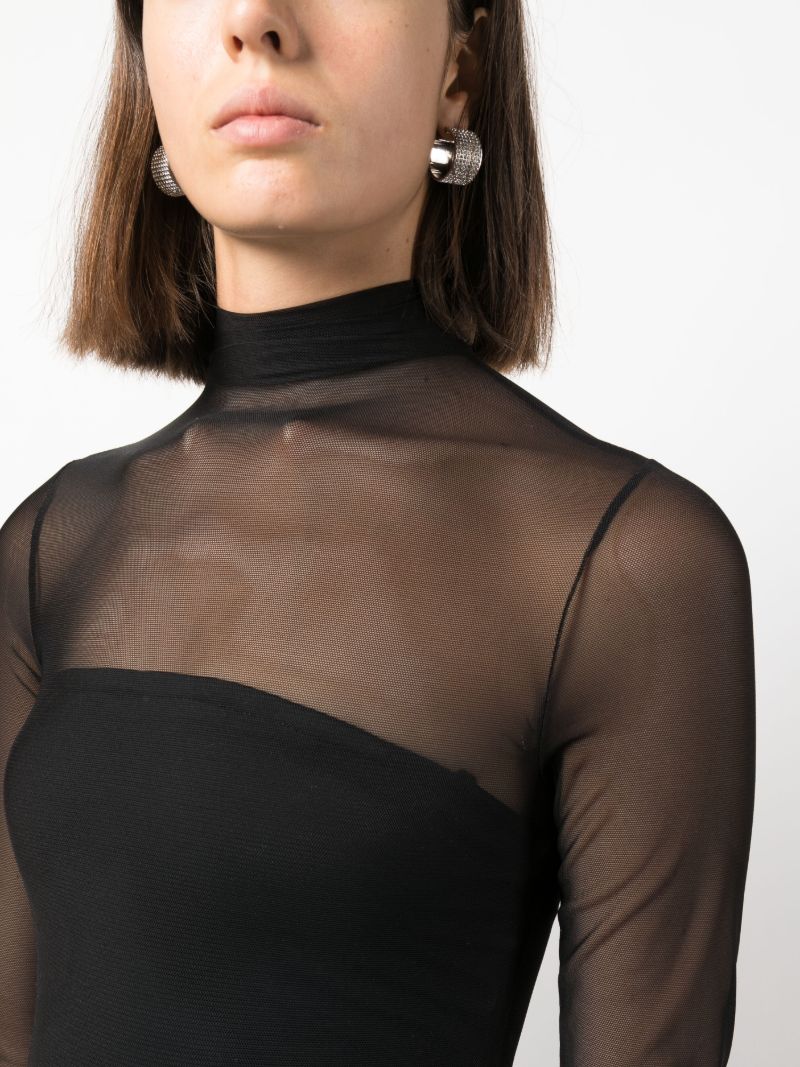 Black Semi-sheer Zip-up Jumpsuit