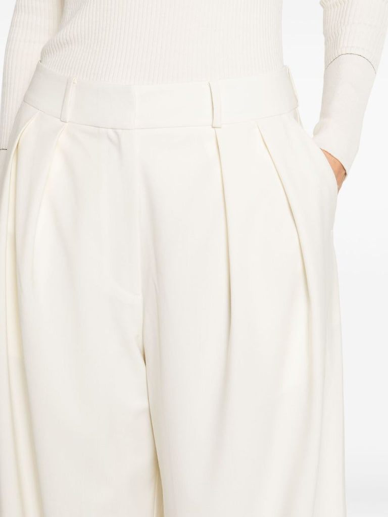 Neutral Ripley Pleated Trousers