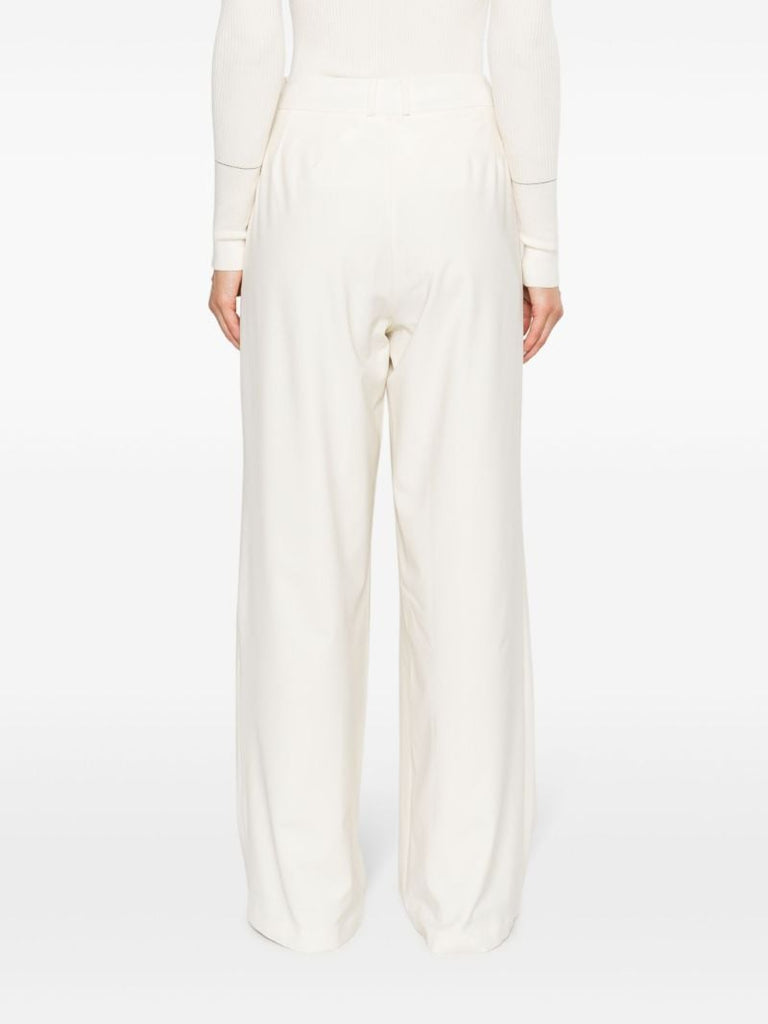 Neutral Ripley Pleated Trousers
