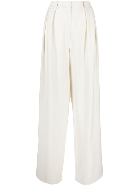 Neutral Ripley Pleated Trousers