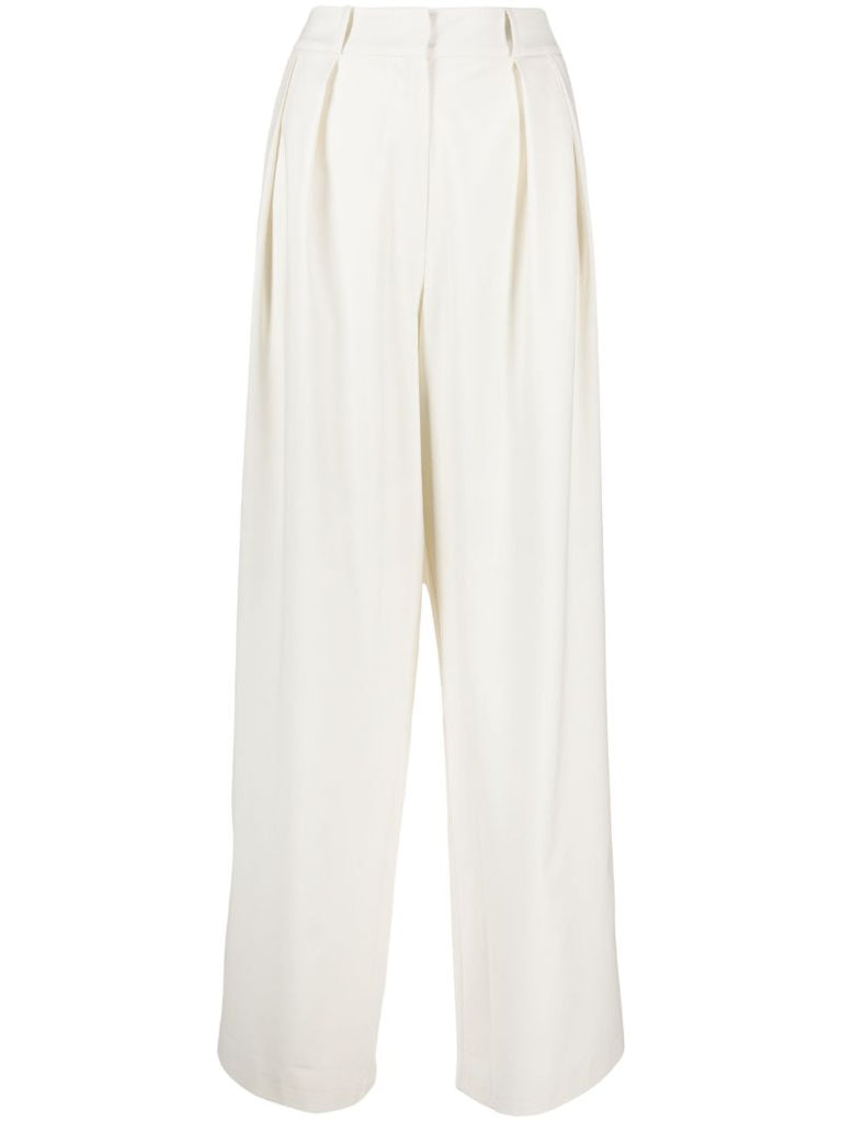 Neutral Ripley Pleated Trousers