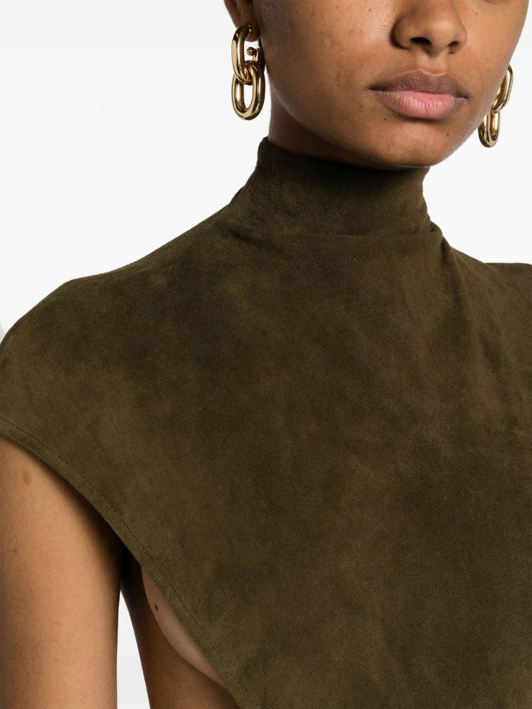 Green Cut-out Leather Bodysuit