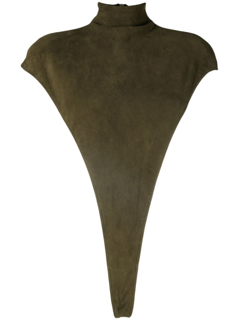 Green Cut-out Leather Bodysuit