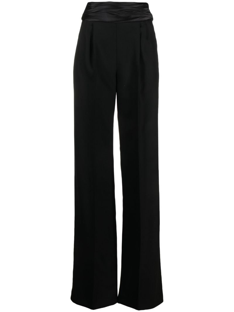 Black Sash Detail Tailored Wool Trousers