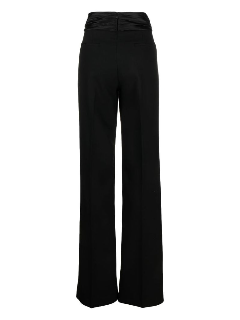 Black Sash Detail Tailored Wool Trousers