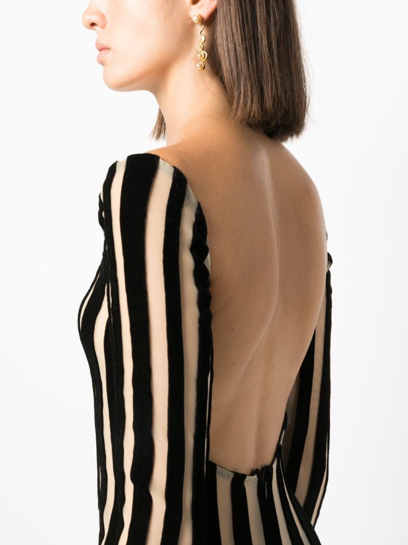 Black Striped Semi-sheer Mini Dress