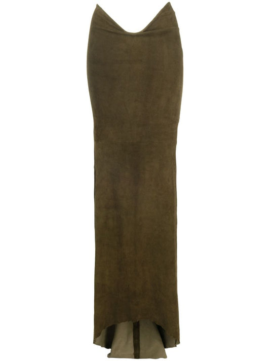 Green Leather Maxi Skirt