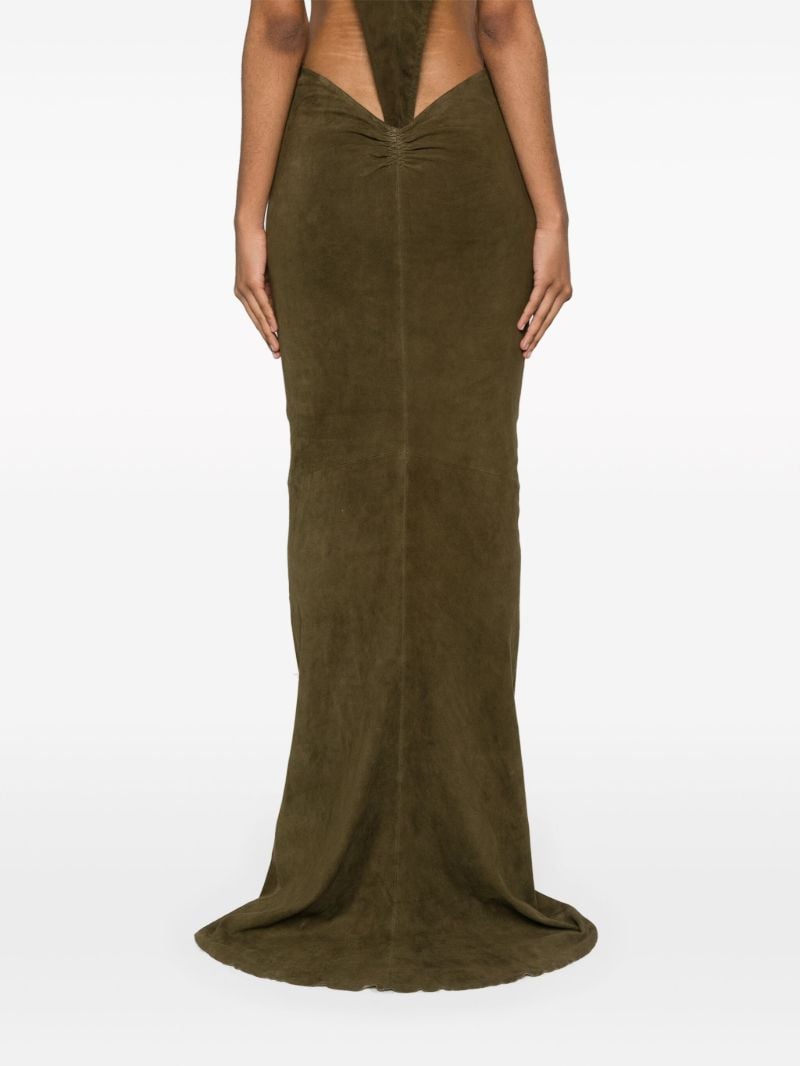 Green Leather Maxi Skirt