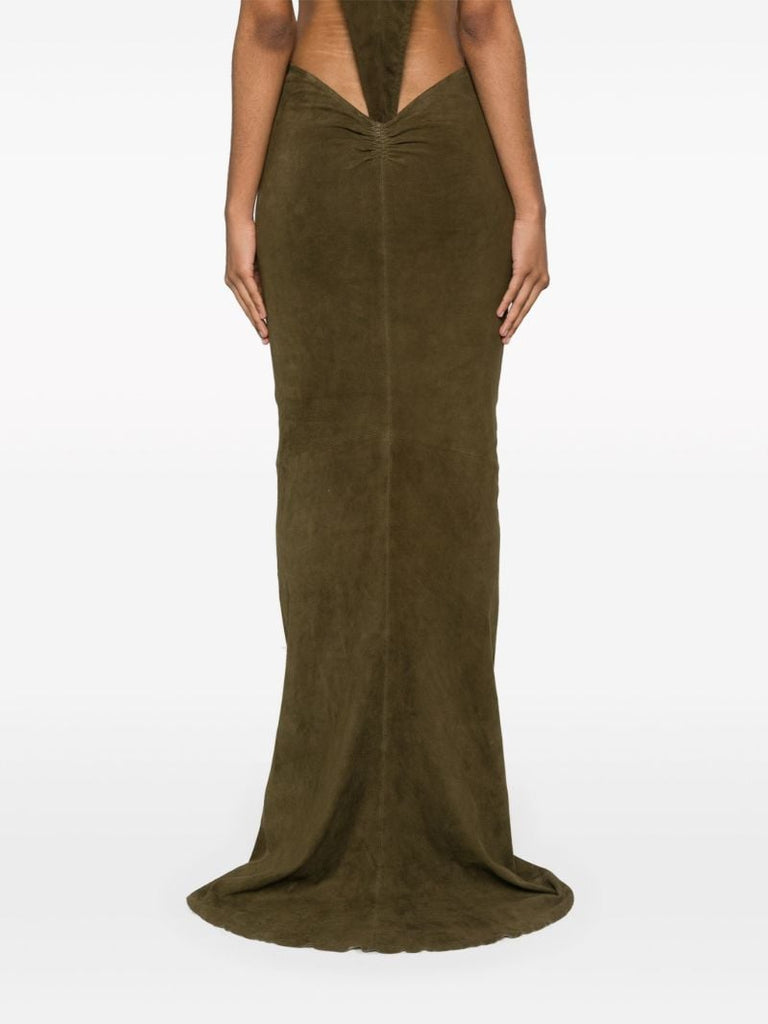 Green Leather Maxi Skirt