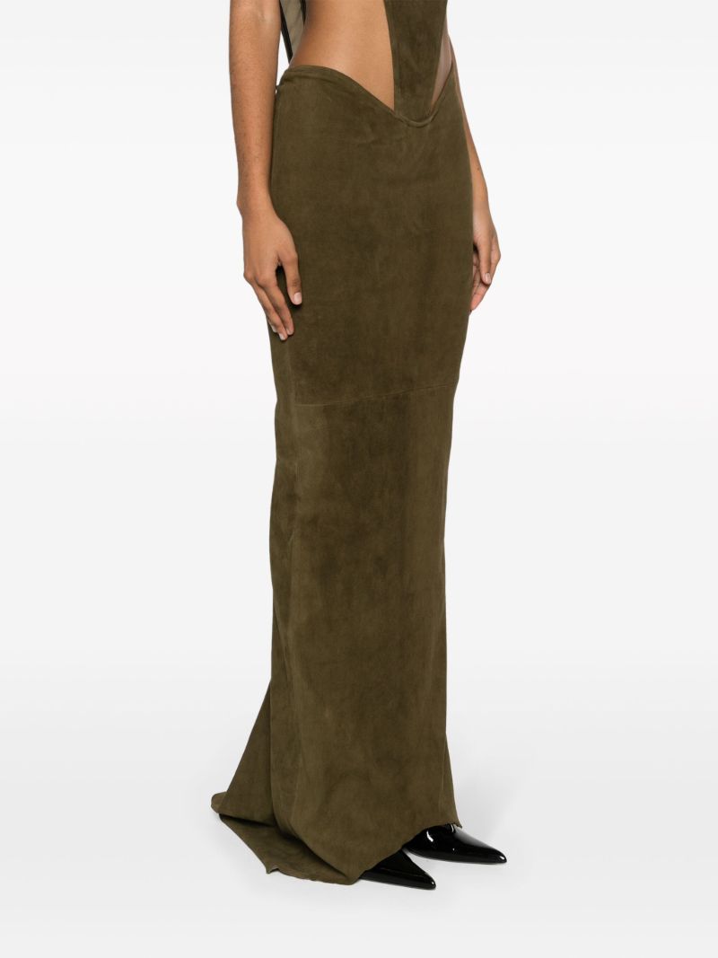 Green Leather Maxi Skirt