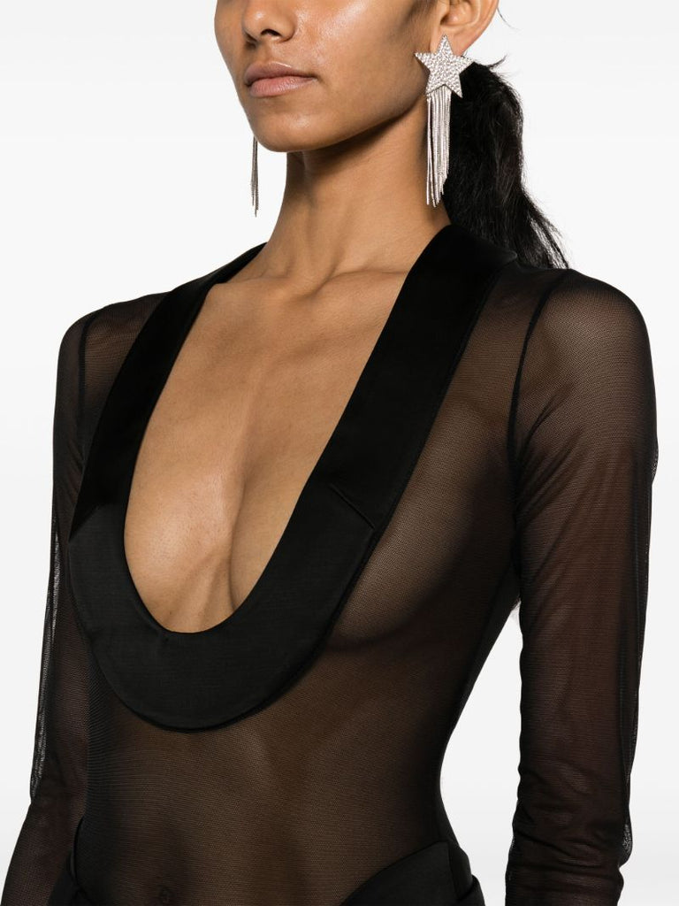Black Semi-sheer Bodysuit