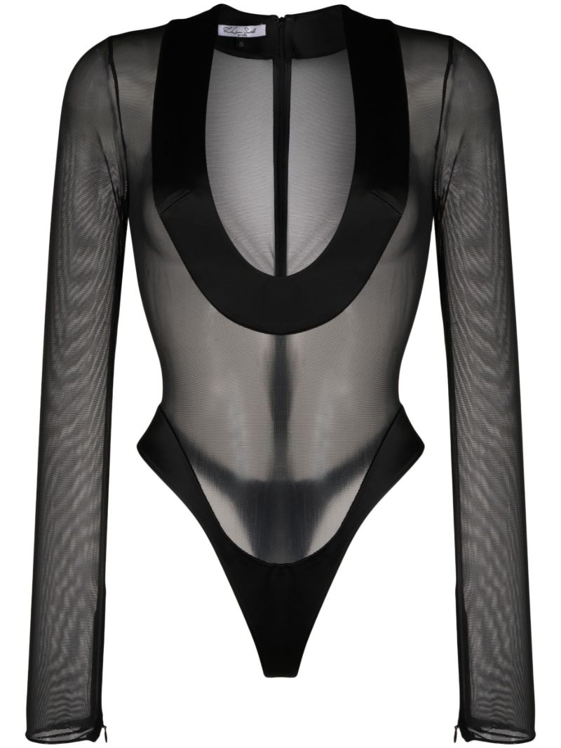 Black Semi-sheer Bodysuit