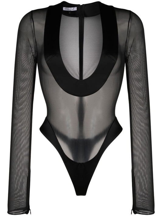Black Semi-sheer Bodysuit