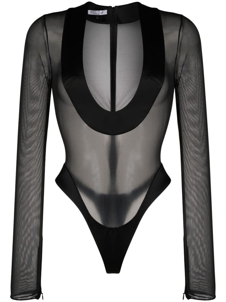 Black Semi-sheer Bodysuit
