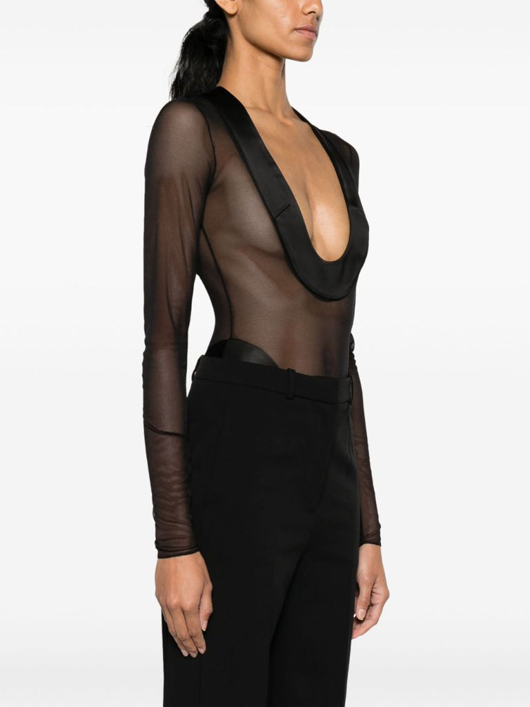 Black Semi-sheer Bodysuit