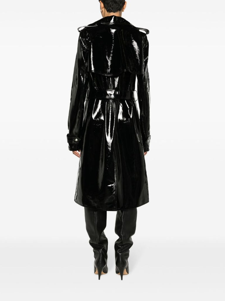 Black High-shine Leather Coat