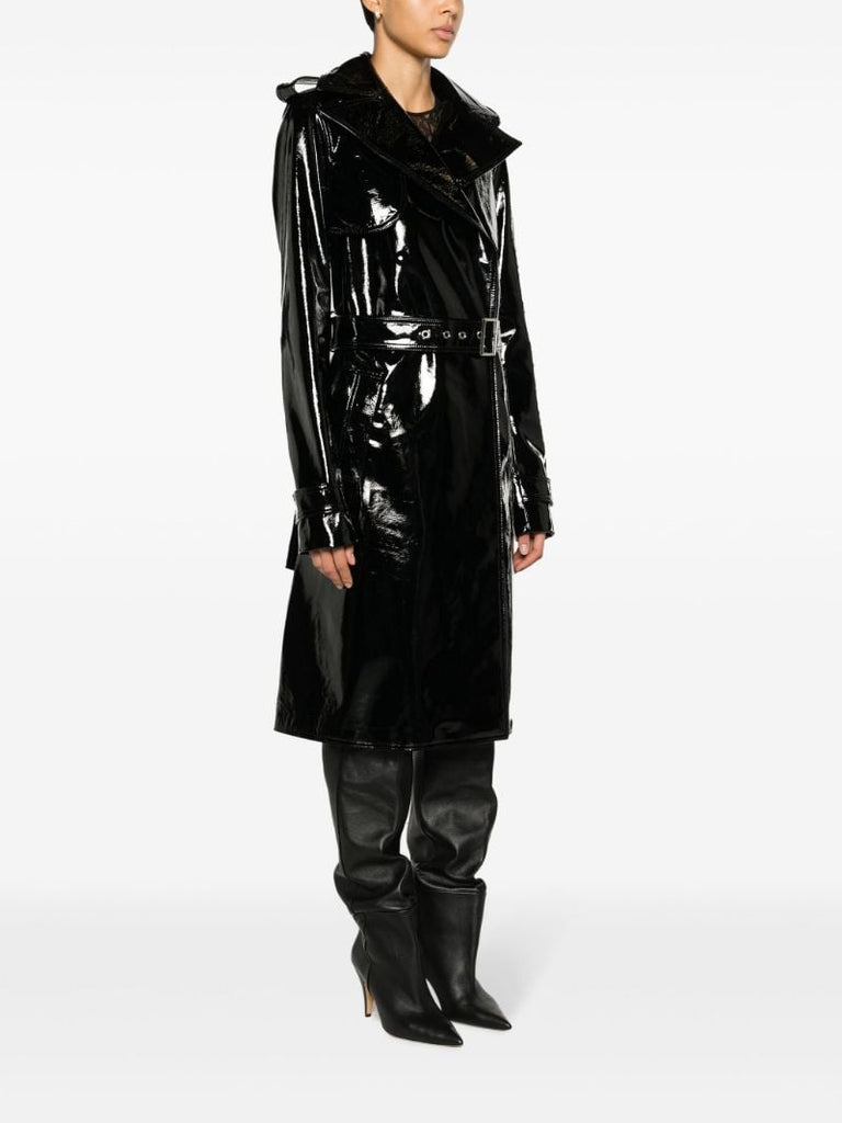 Black High-shine Leather Coat