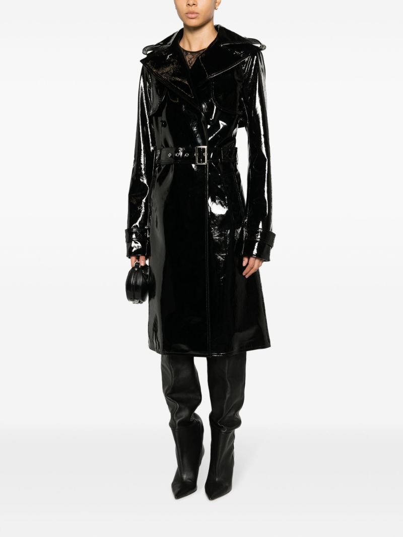 Black High-shine Leather Coat