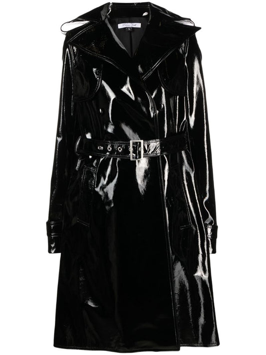 Black High-shine Leather Coat