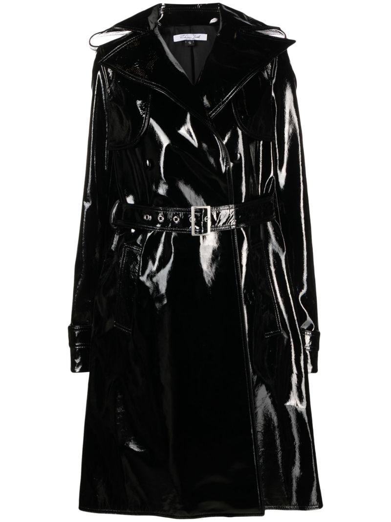 Black High-shine Leather Coat