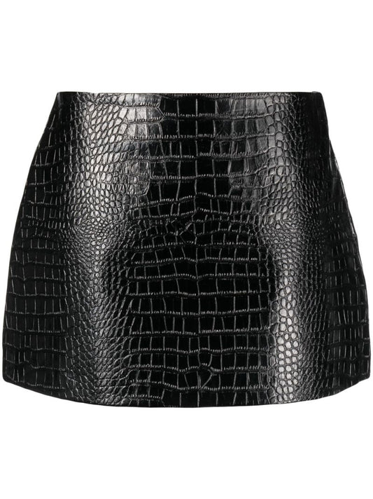 Black Mary Croco-embossed Miniskirt
