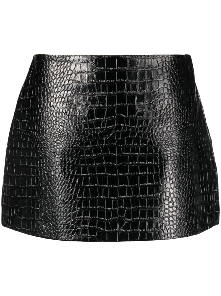 Black Mary Croco-embossed Miniskirt