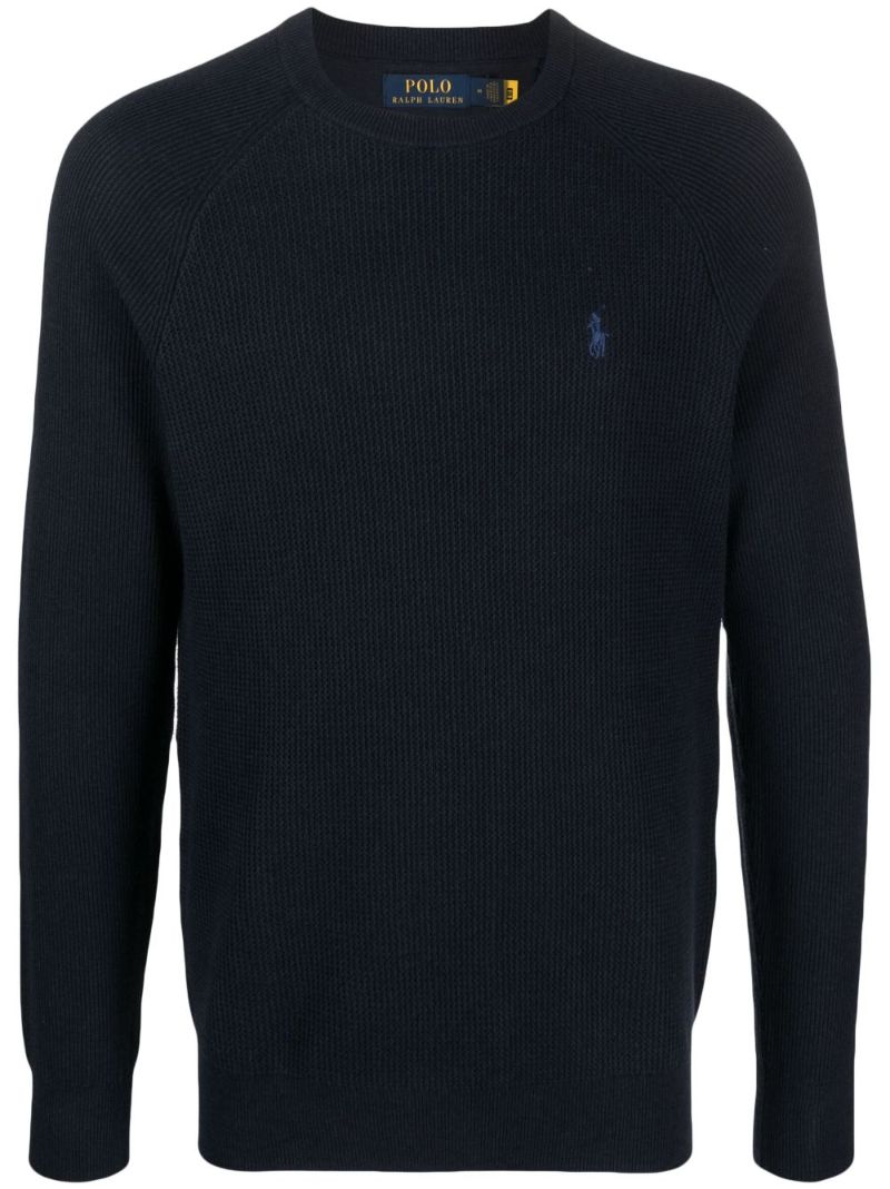 Blue Logo-embroidered Cotton Sweatshirt