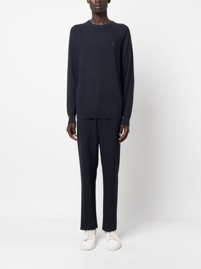 Blue Logo-embroidered Cotton Sweatshirt
