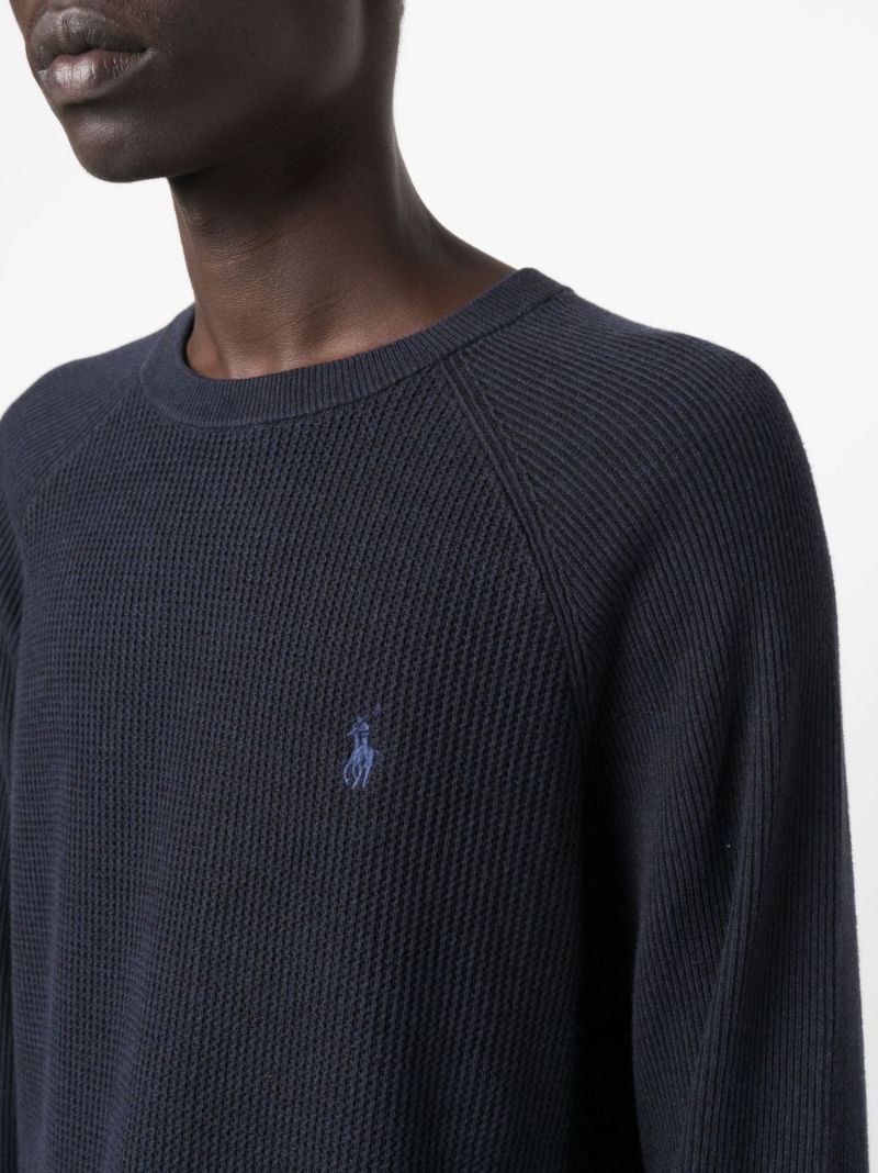 Blue Logo-embroidered Cotton Sweatshirt