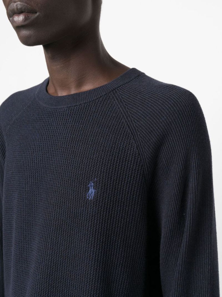 Blue Logo-embroidered Cotton Sweatshirt
