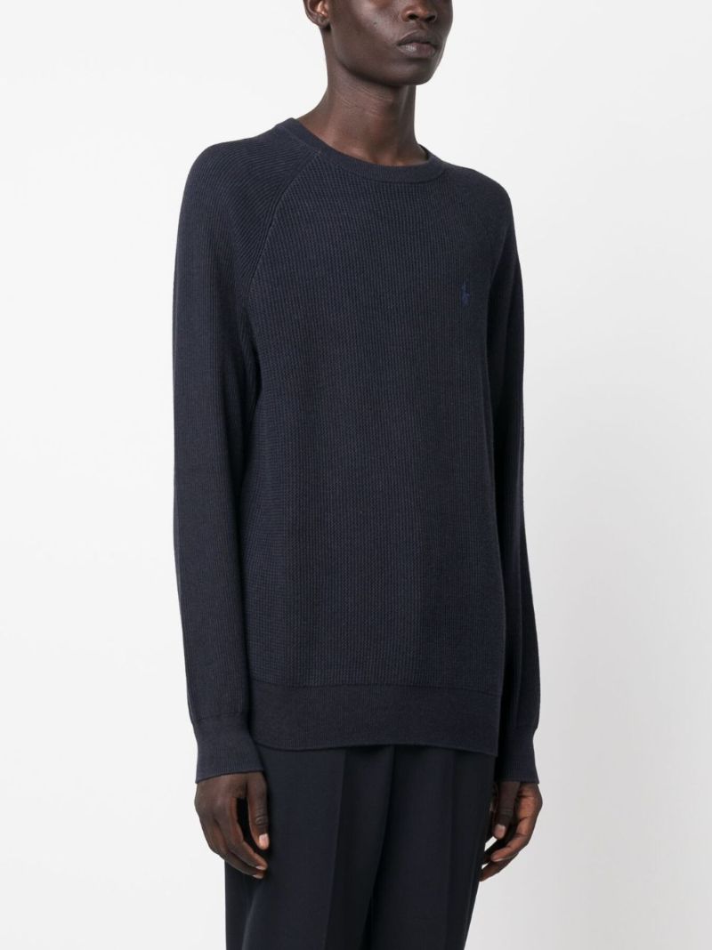 Blue Logo-embroidered Cotton Sweatshirt