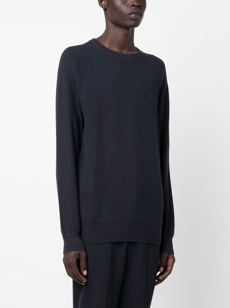 Blue Logo-embroidered Cotton Sweatshirt