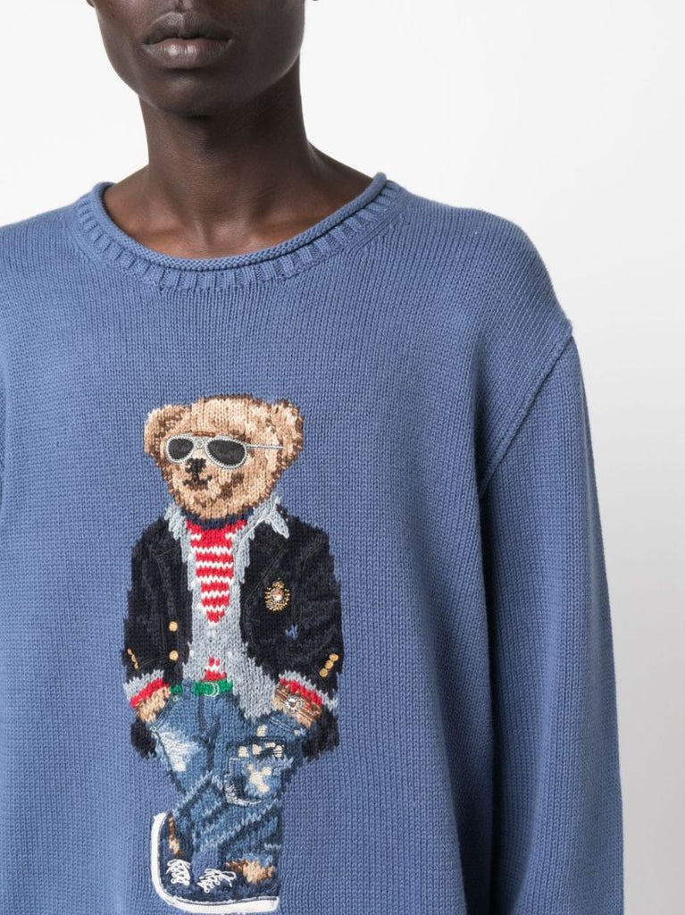 Blue Polo Bear Cotton Sweater