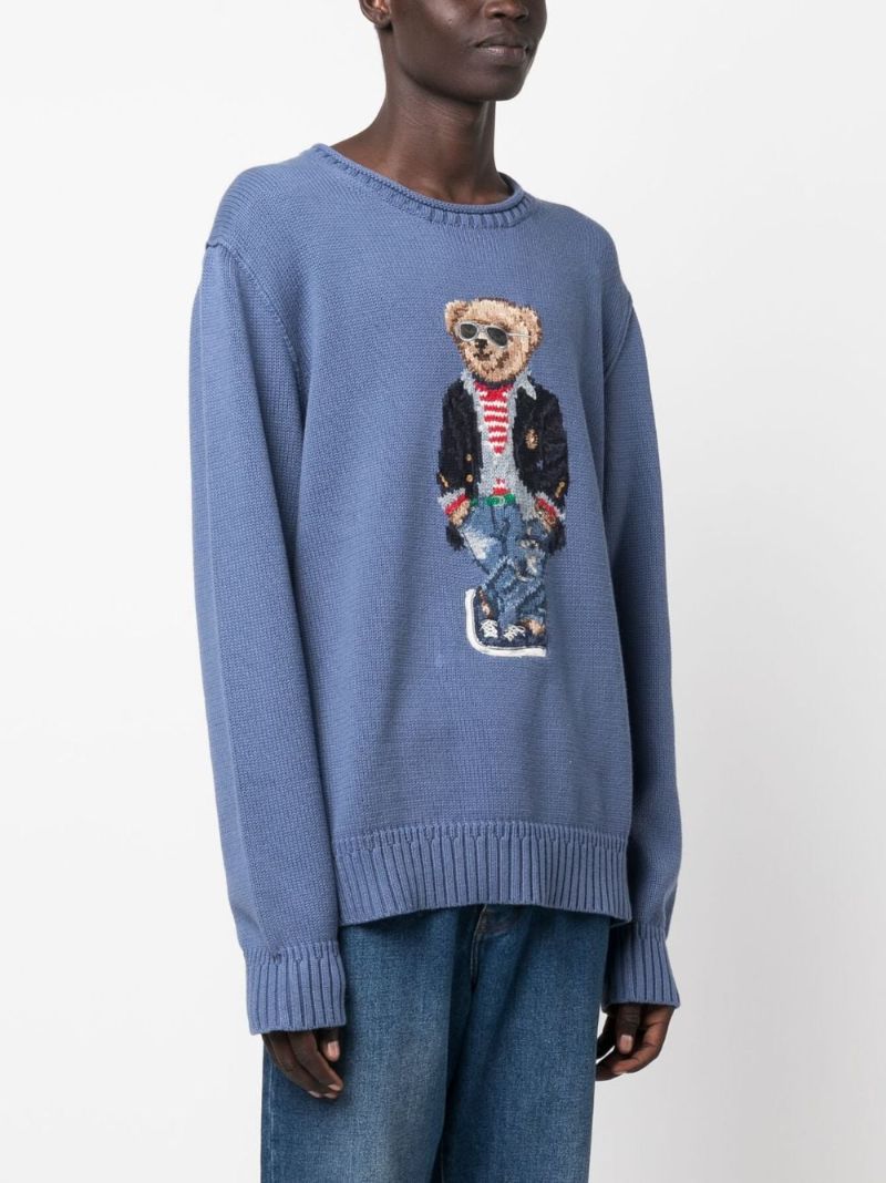 Blue Polo Bear Cotton Sweater