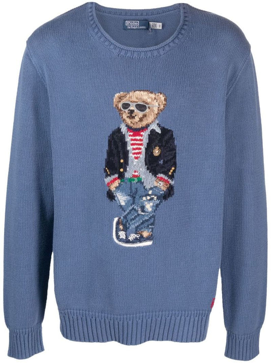 Blue Polo Bear Cotton Sweater