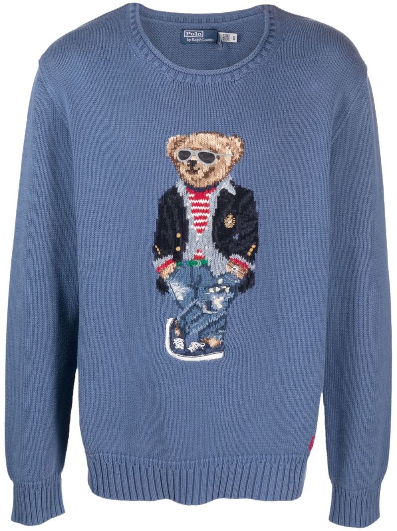 Blue Polo Bear Cotton Sweater