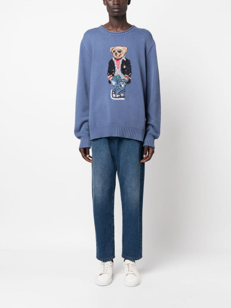 Blue Polo Bear Cotton Sweater