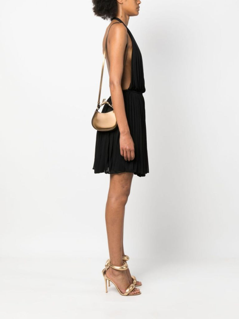 Gold Cat Leather Top Handle Bag