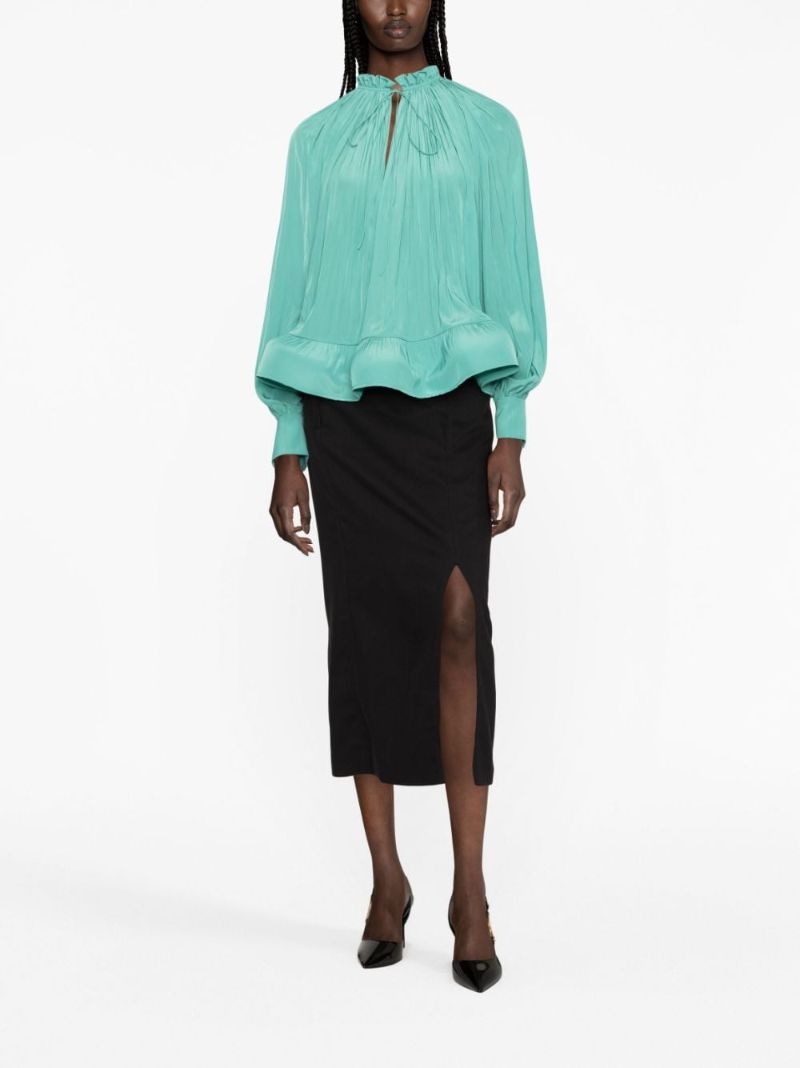 Green Gathered Detail Blouse