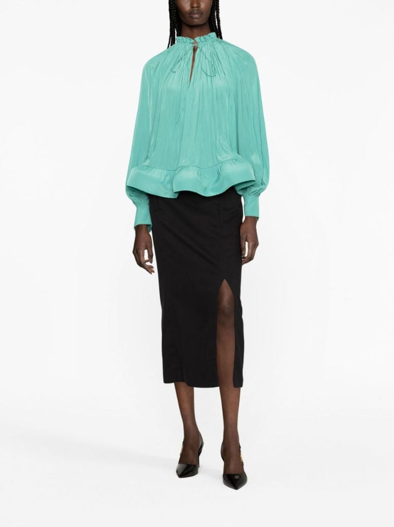 Green Gathered Detail Blouse