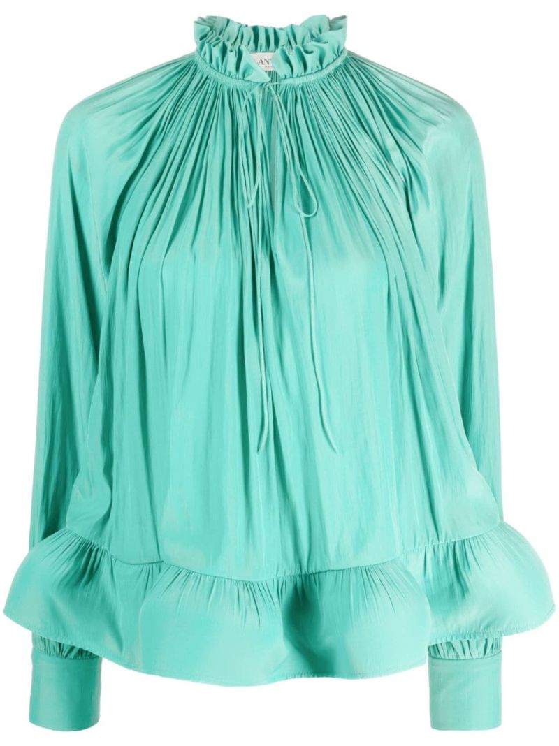 Green Gathered Detail Blouse