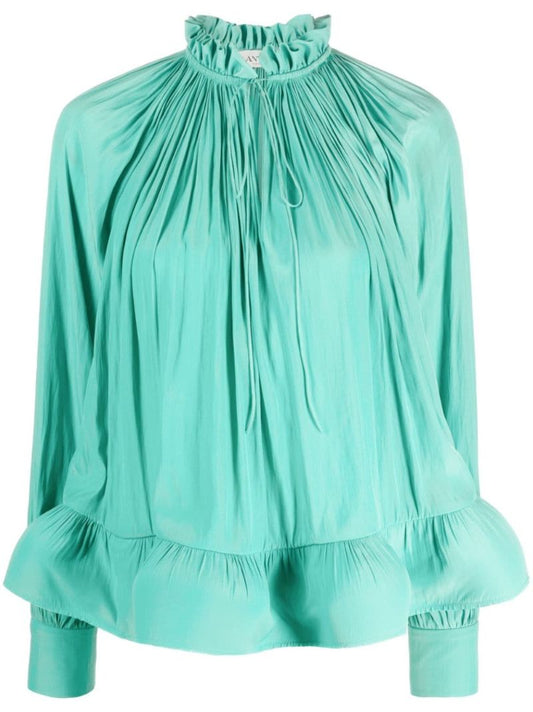 Green Gathered Detail Blouse