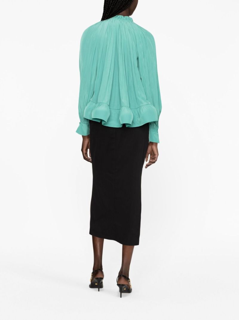 Green Gathered Detail Blouse