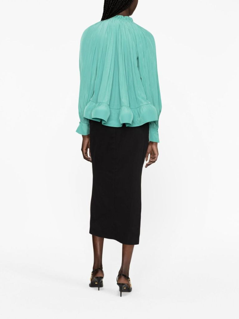 Green Gathered Detail Blouse
