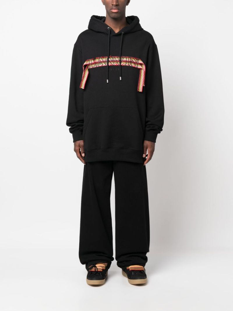 Black Logo AppliquÃ_x0083_Â© Cotton Hoodie