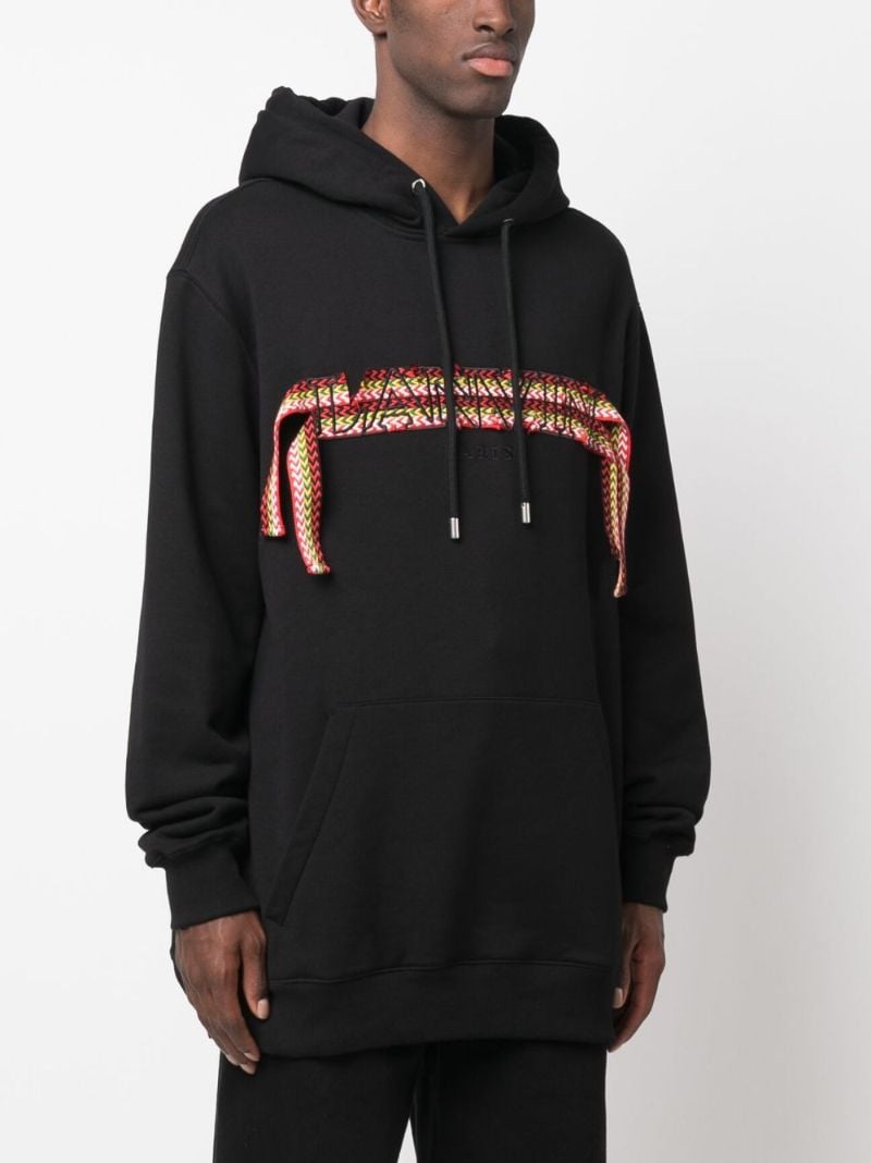 Black Logo AppliquÃ_x0083_Â© Cotton Hoodie