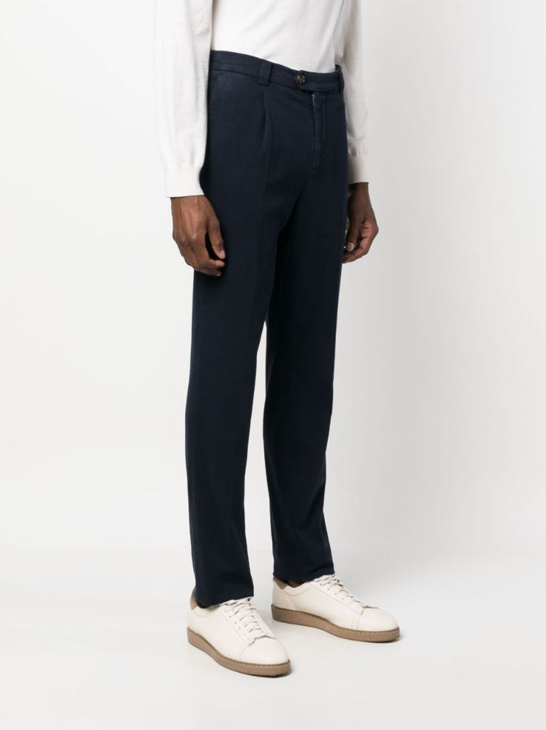 Blue Straight-leg Cotton Trousers