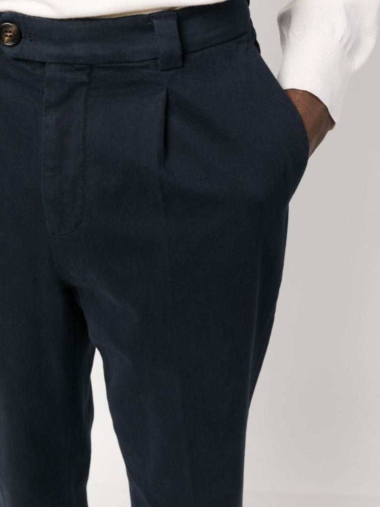 Blue Straight-leg Cotton Trousers